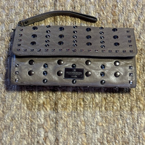 BCBGMAXAZRIA, Wristlet or Clutch, Leather Studded Purse, Taupe, - Picture 11 of 16